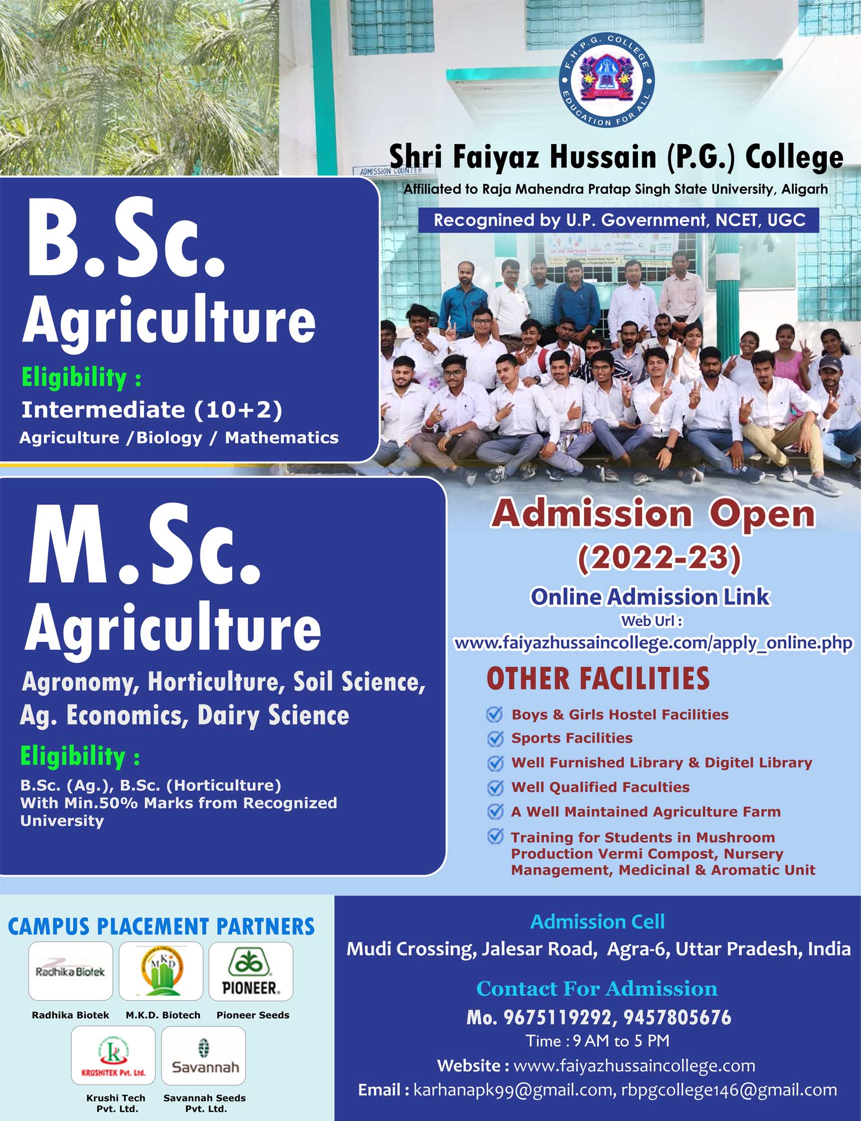 Online B.Sc. M.Sc. Agriculture Registration | R.B. (P.G.) College, Agra ...